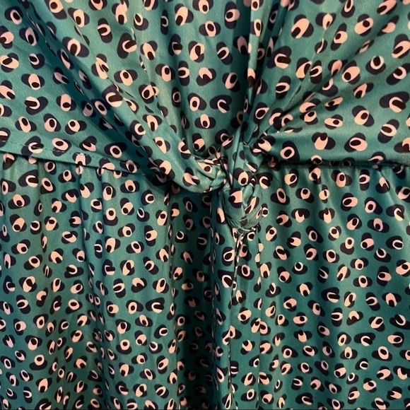 Eloquii Tie Front Teal Dot Dress Size 14 - Picture 9 of 12